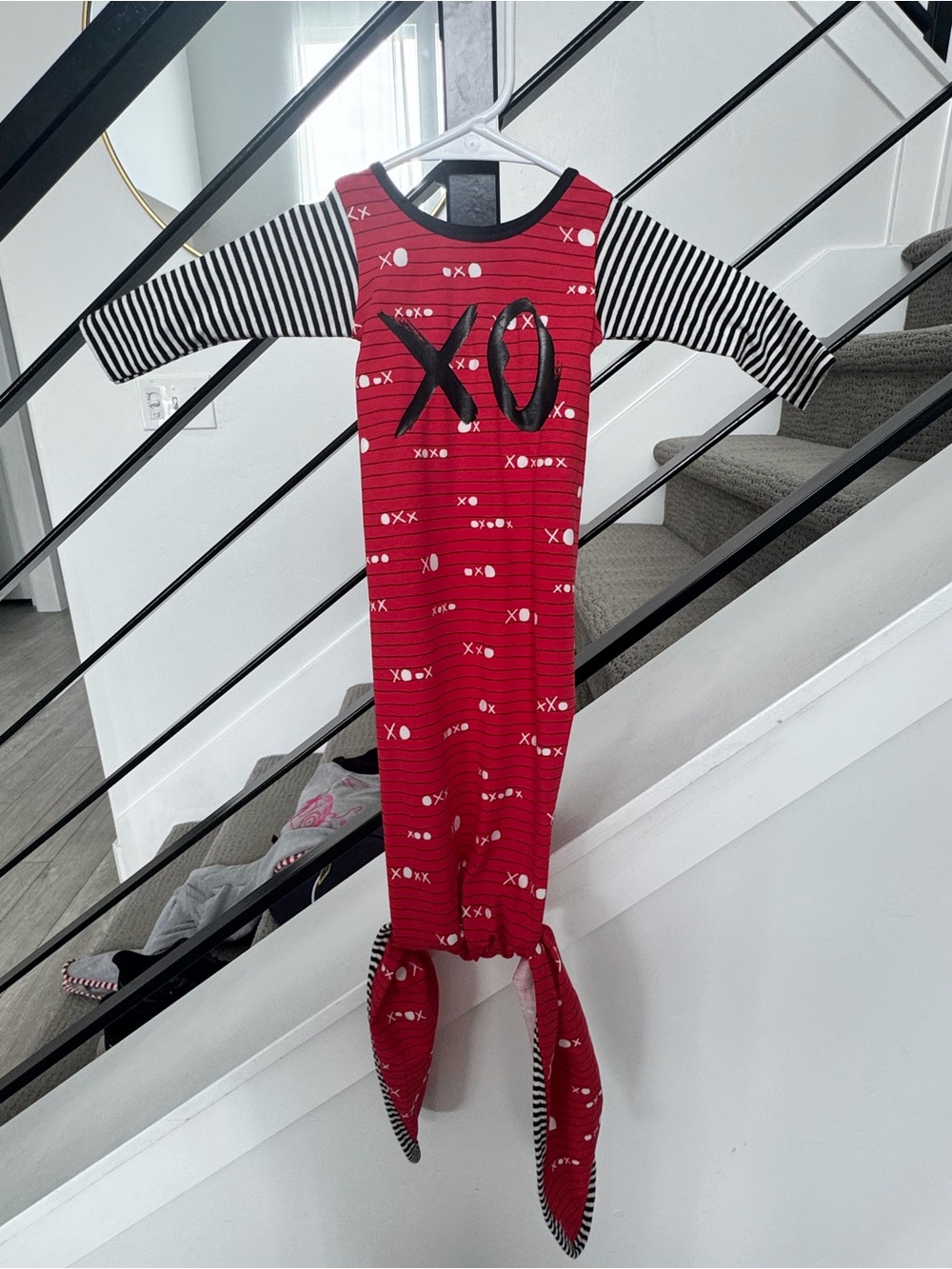 Rags Red XO Stripe Knot-Bottom Kids One-Piece